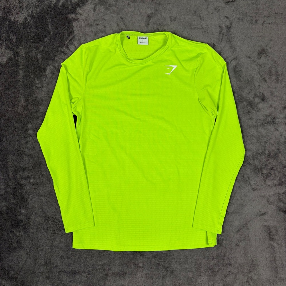 Gymshark Shirt Mens S Neon Green Arrival Long Sleeve Athletic Gym Training Top